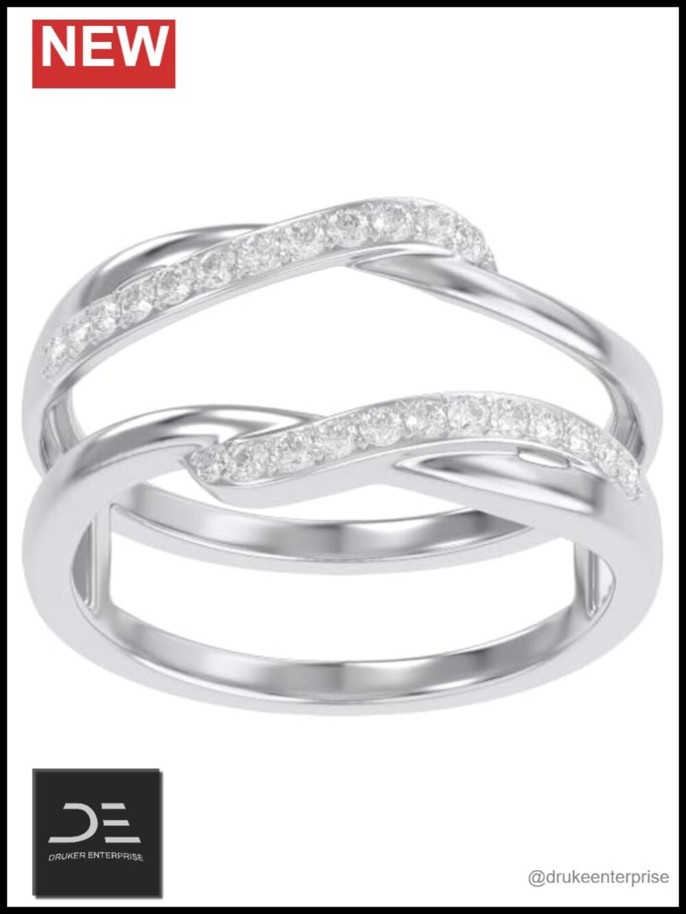 Sterling Silver Ring Guard Enhancer Moissanite 0.14 CTW Women Fine Jewelry